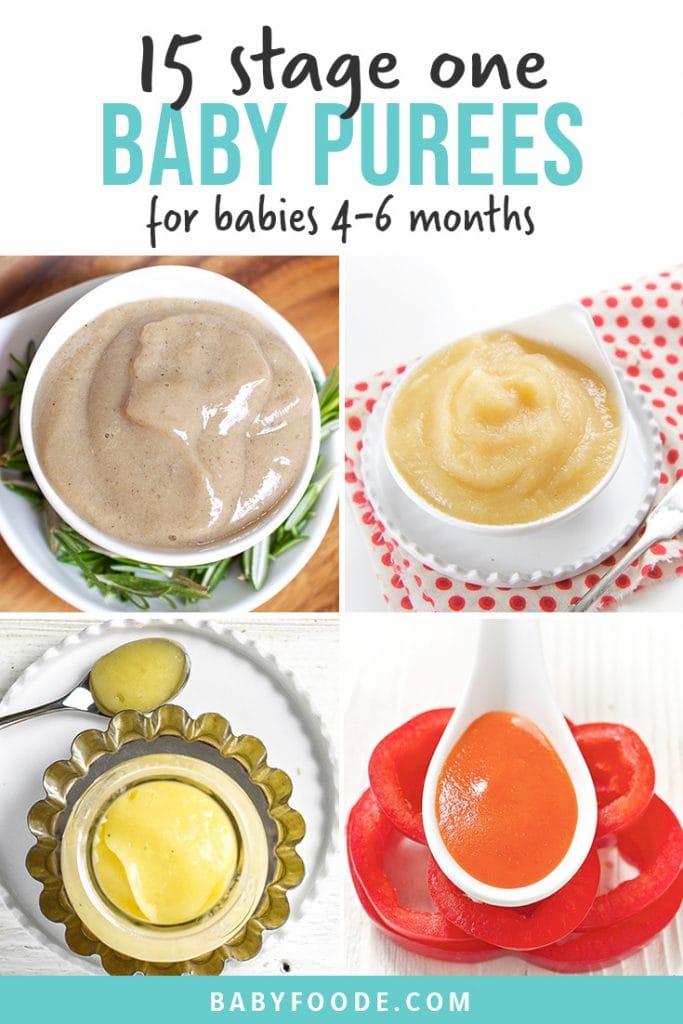 Pinterest collage for a recipe collection of beginner baby food recipes.