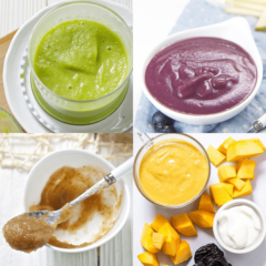 grid of baby food purees that help ease constipation.