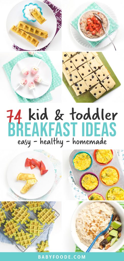 Pinterest collage for an article about breakfast ideas for kids and toddlers.