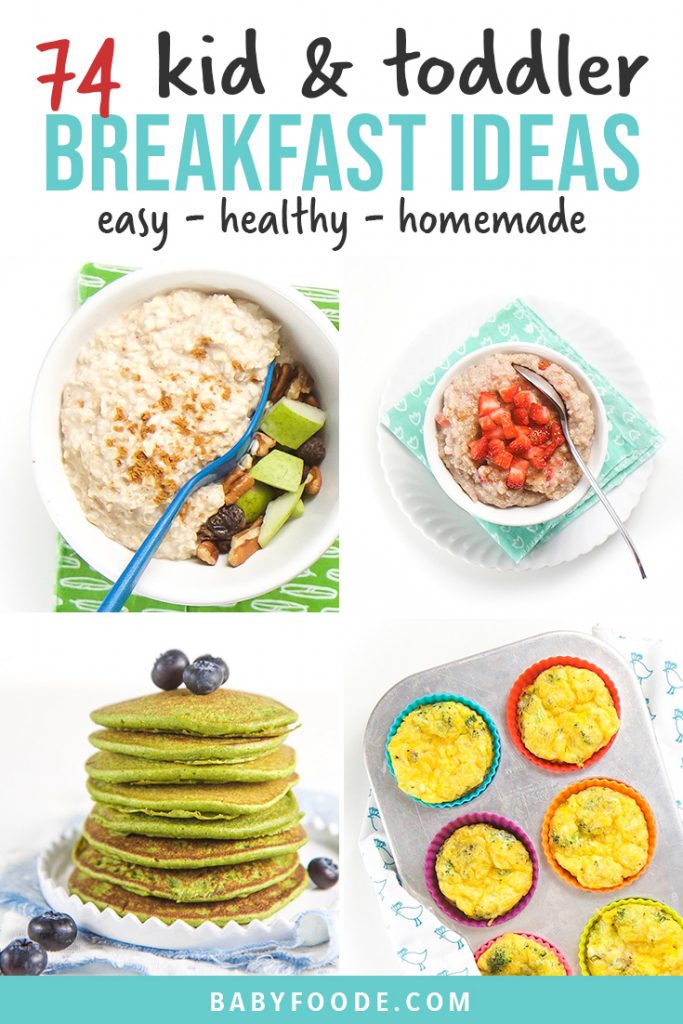 Pinterest collage for an article about breakfast ideas for kids and toddlers.