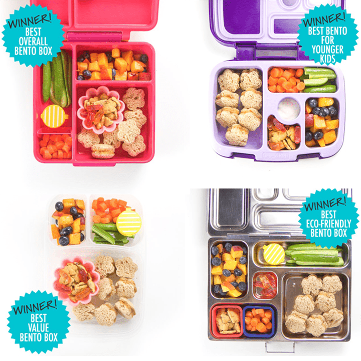 A grid of the best bento boxes for kids winners. 