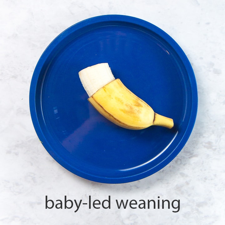 banana with a grip for baby led weaning - best first foods for baby.