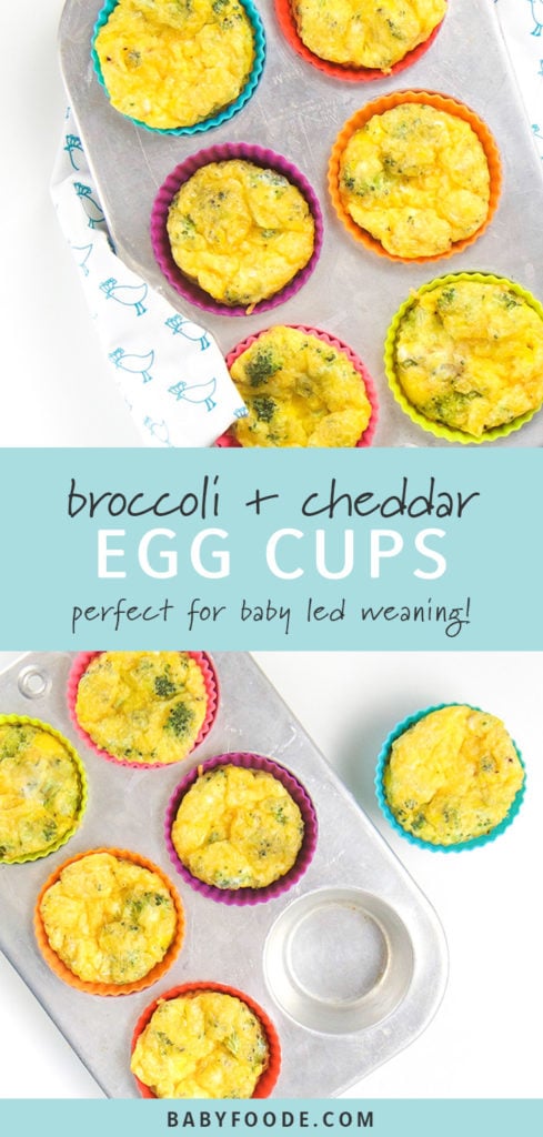 Pinterest collage for broccoli egg cups recipe.