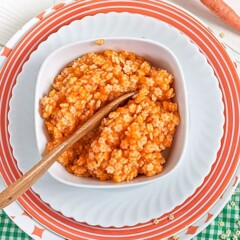 square white bowl filled with recipe.