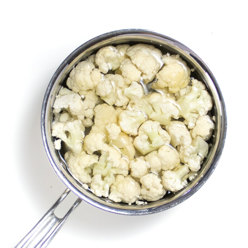 Hey silver sauce pan blanching cauliflower.