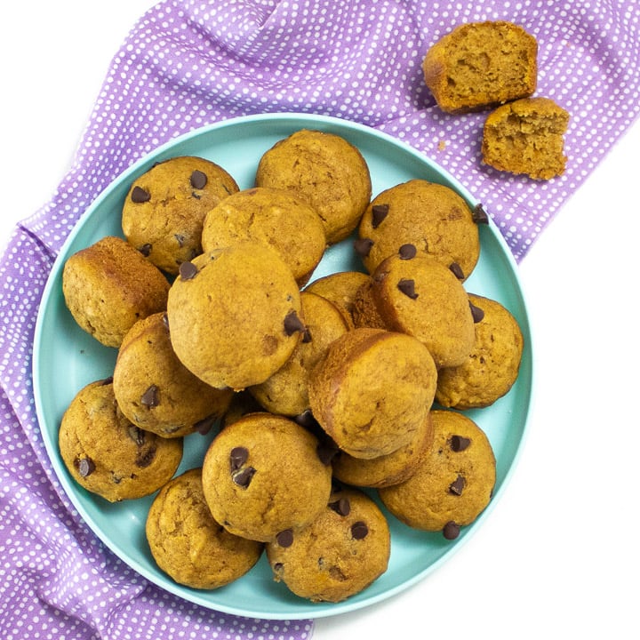 Plate full of healthy pumpkin muffins.