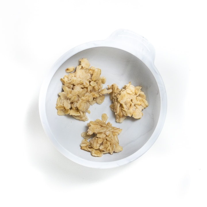 Chunks of oatmeal for baby-led weaning.