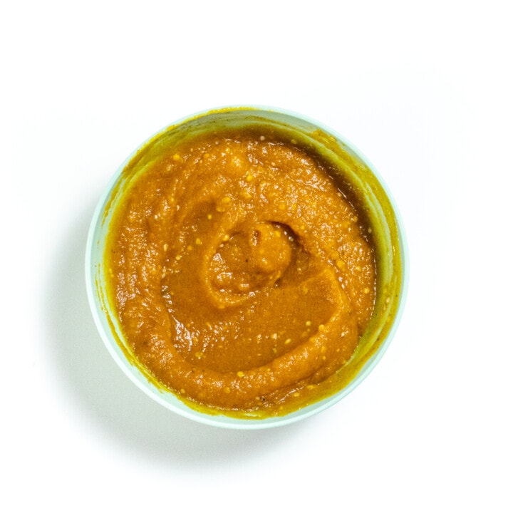 Tell kids bowl full of pumpkin purée for yogurt.