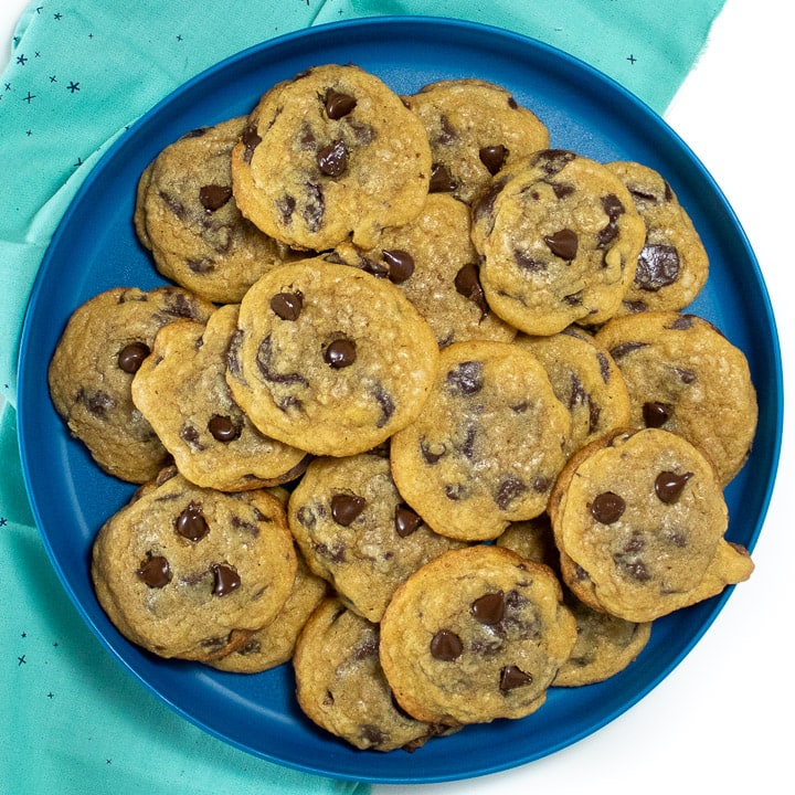 Plate of whole wheat chocolate chips Cookies for toddlers and kids.